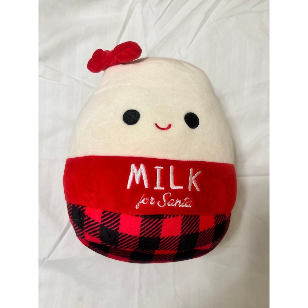 Squishmallows Melly the Milk for Santa 8 Inch Christmas Plush Red Buffalo Plaid